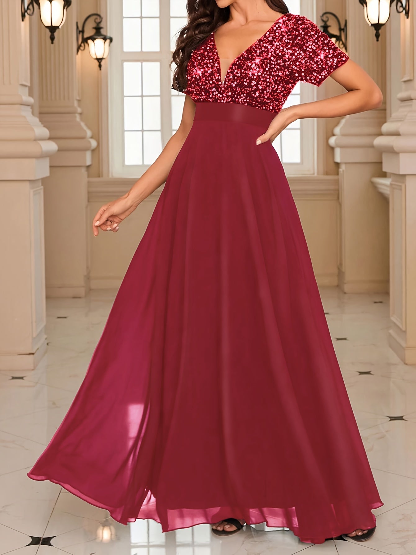 Sequined A Line Bridesmaid Dress