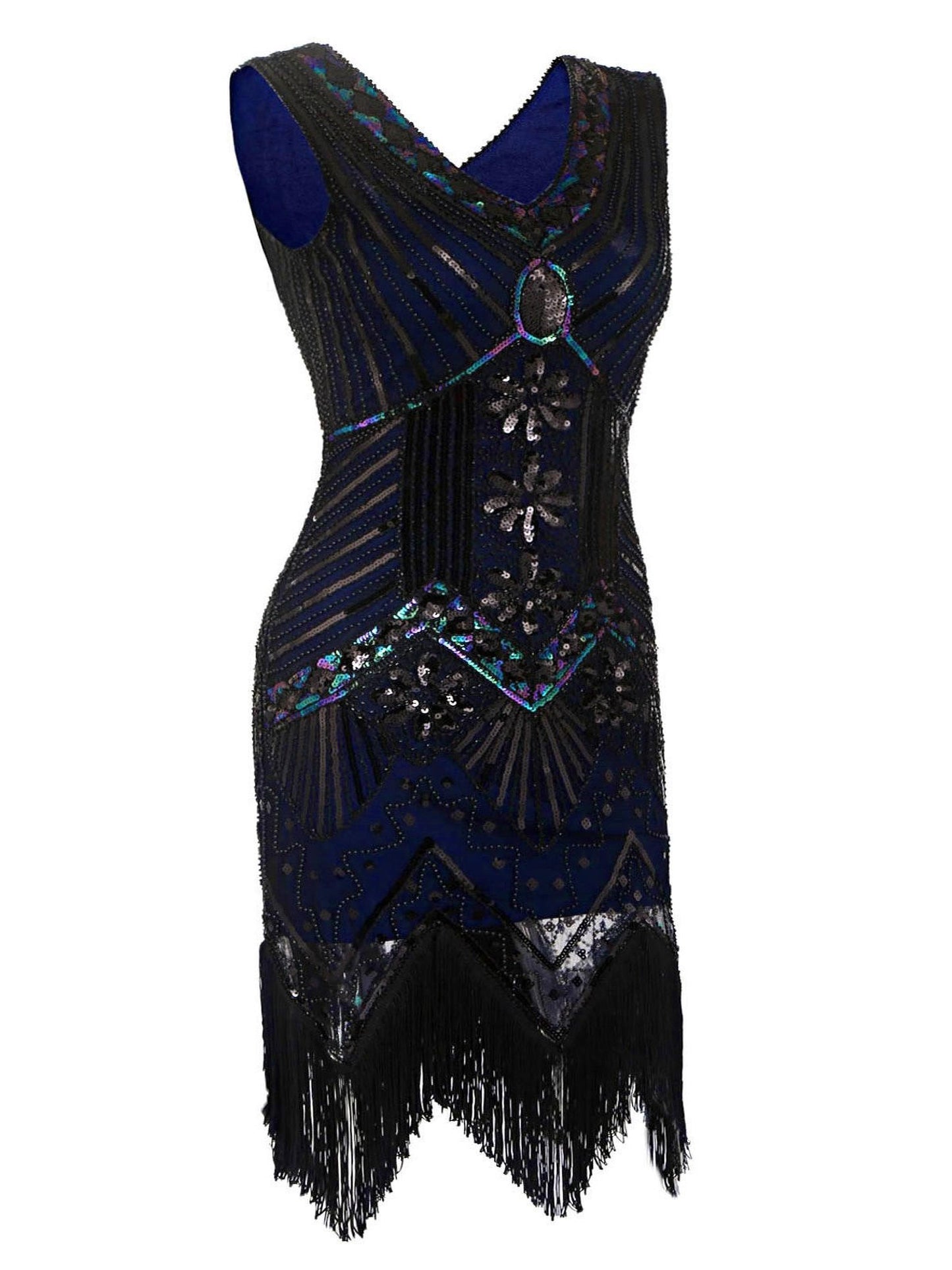 1920's Vintage Style V Neck Flapper Party Dress