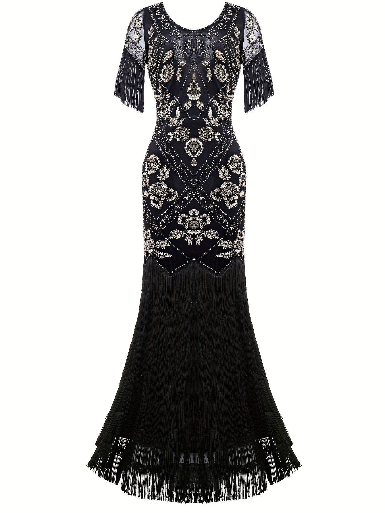 Women's Flapper Dress 1920s V-Neck Evening Gown