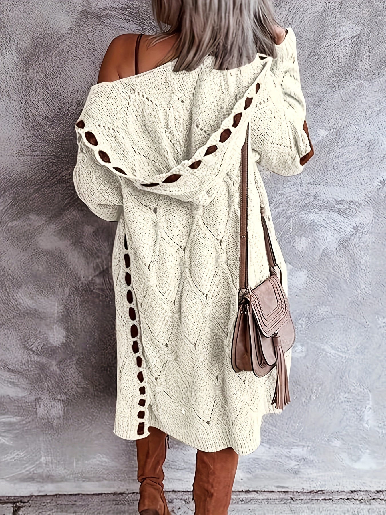 Cozy Cardigan - Long Sleeve Hooded Knit Sweater Coat