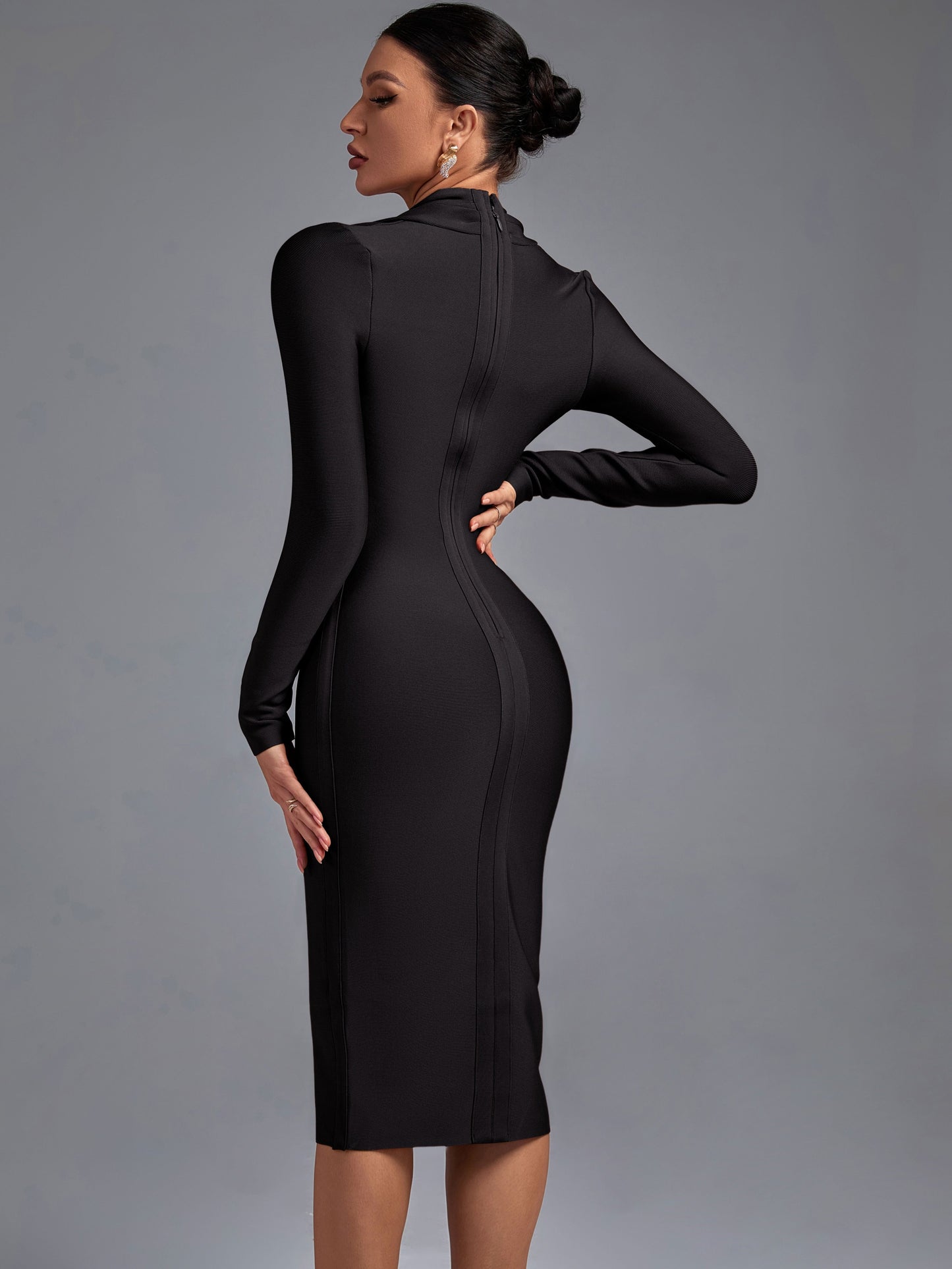 Women's Fashion Sexy Long Sleeve Cocktail Evening Dress