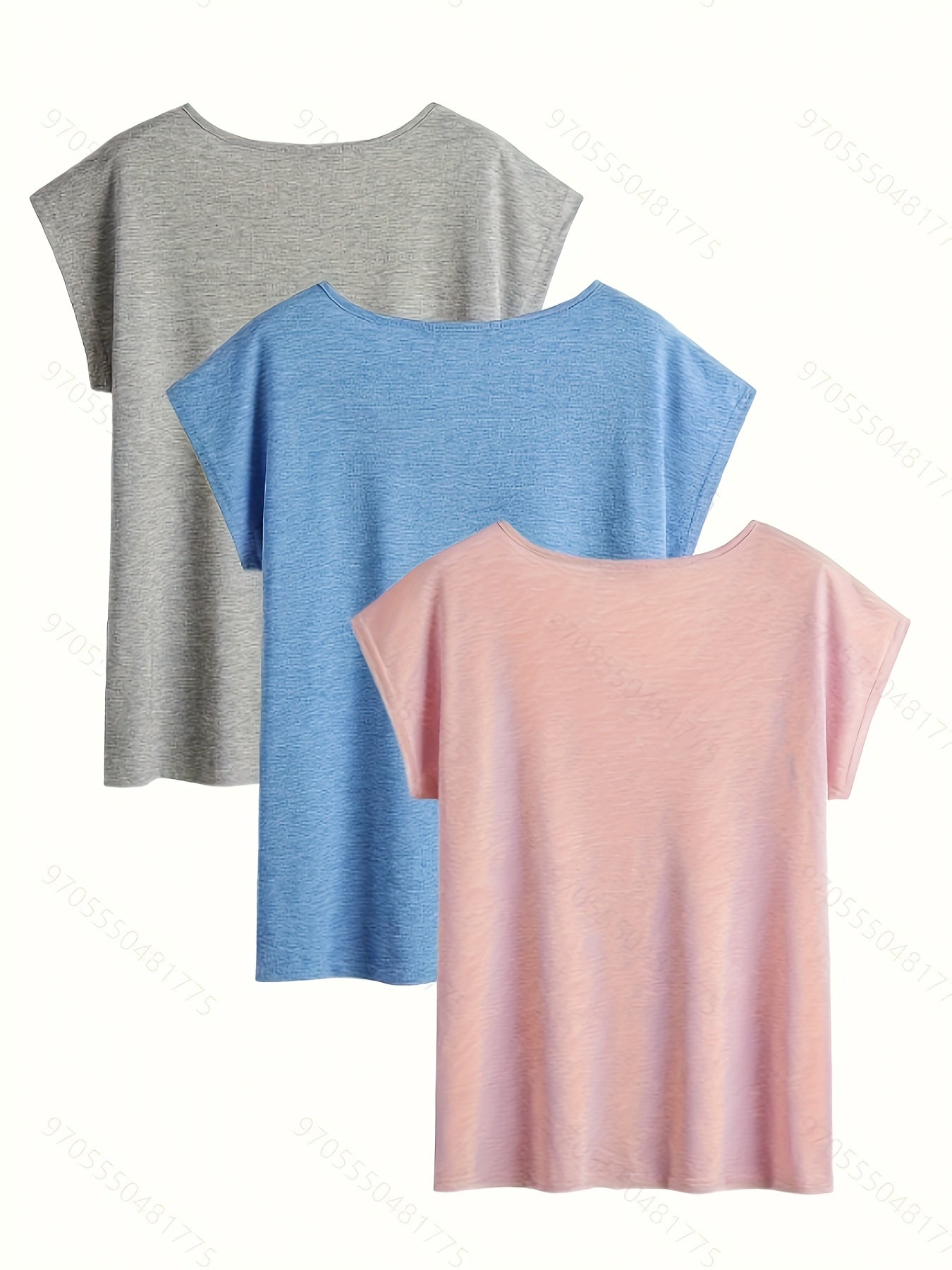 3 Pack Solid Color V Neck T-Shirt