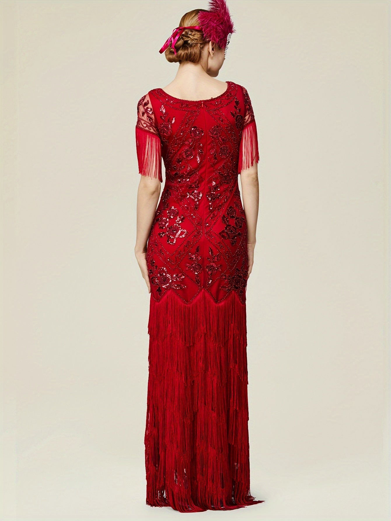 Women's Flapper Dress 1920s V-Neck Evening Gown