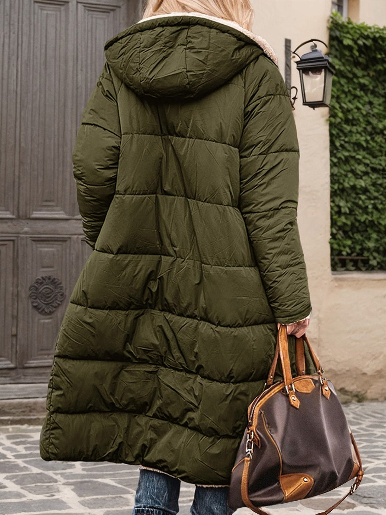 Long Winter Coat With Double-sided Hooded Zipper