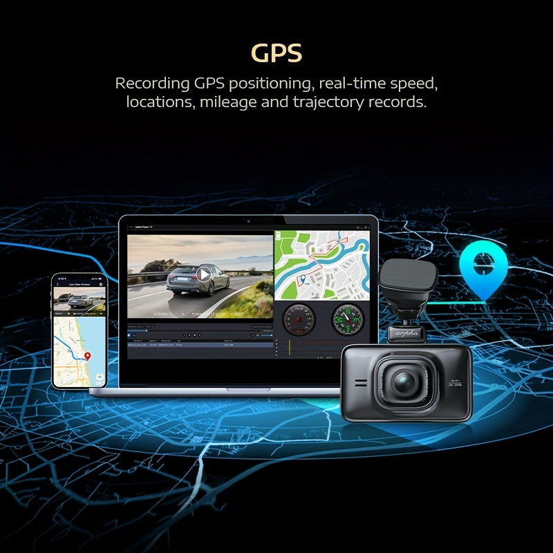 Dual Dash Cam,  Built-in WiFi & GPS