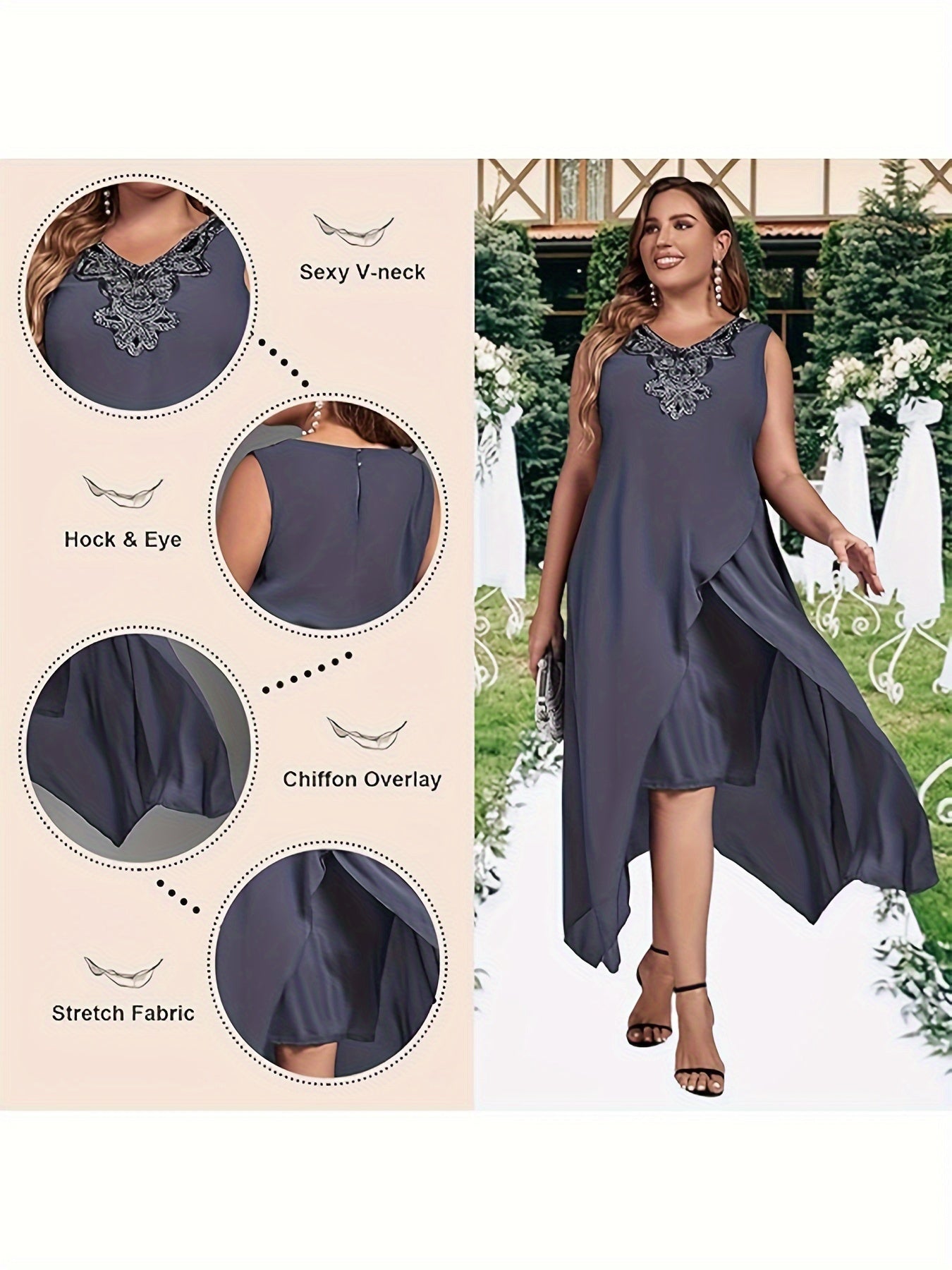 Womens Plus Size Chiffon Dress