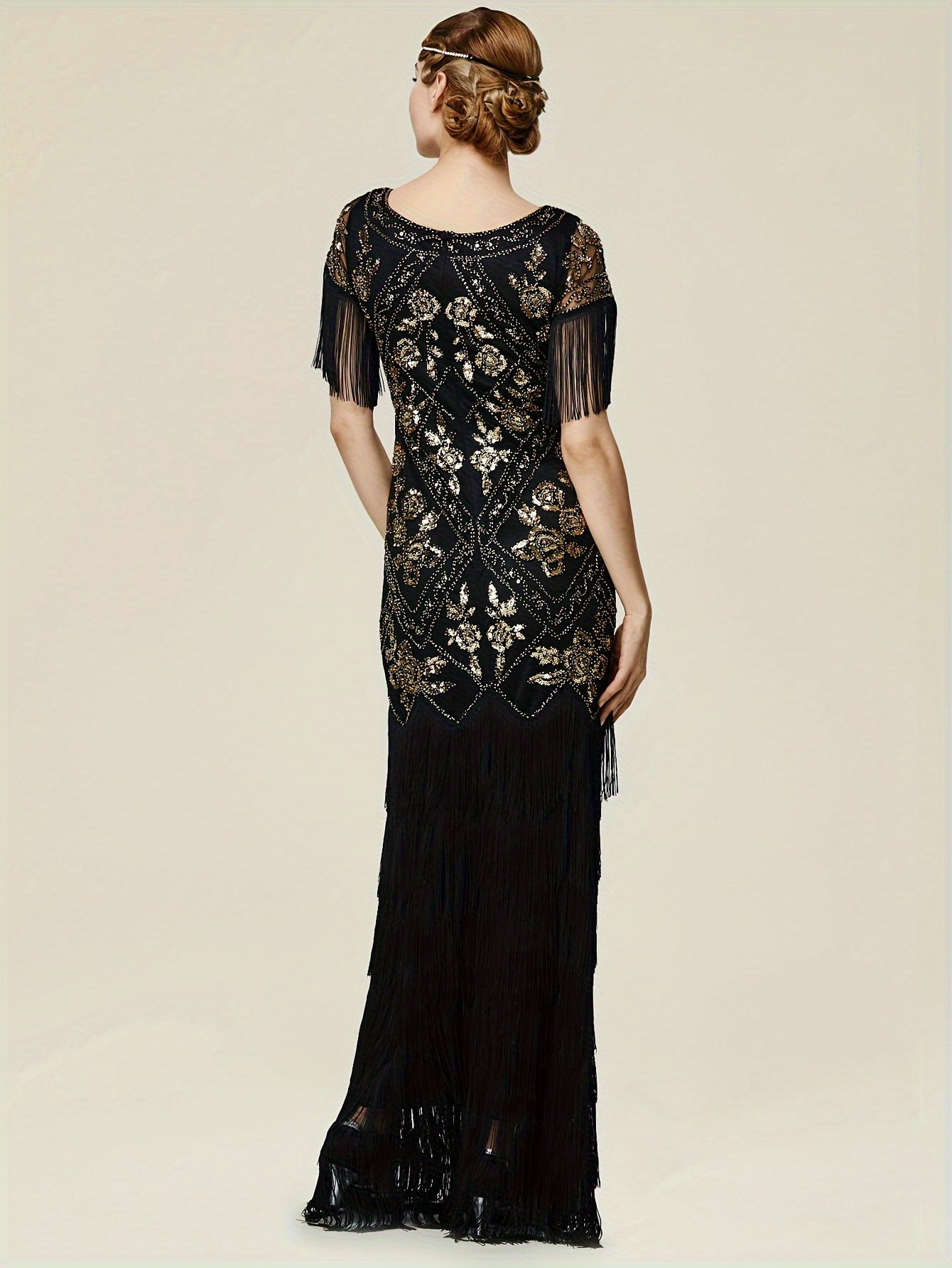 Women's Flapper Dress 1920s V-Neck Evening Gown