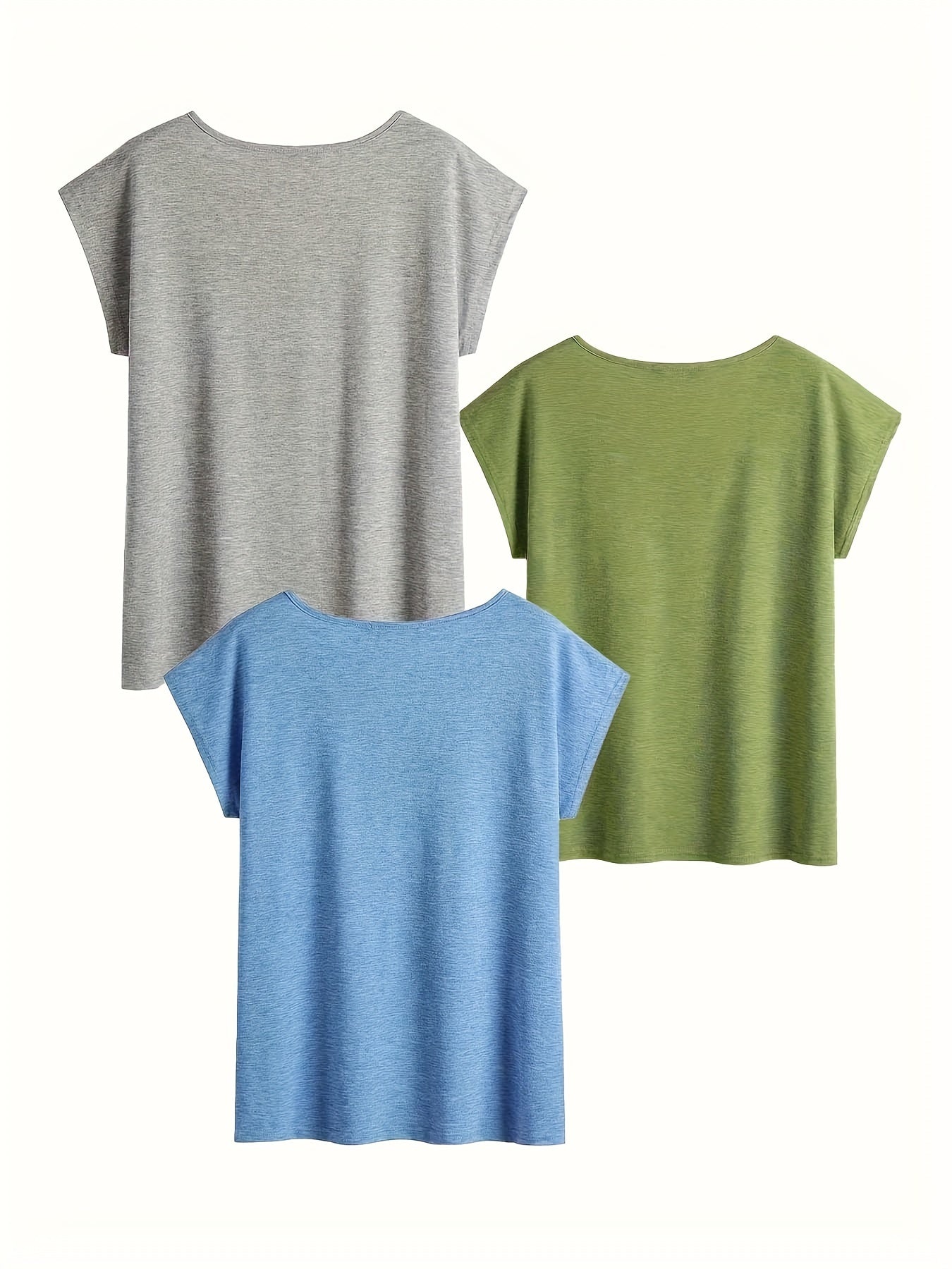 3 Pack Solid Color V Neck T-Shirt