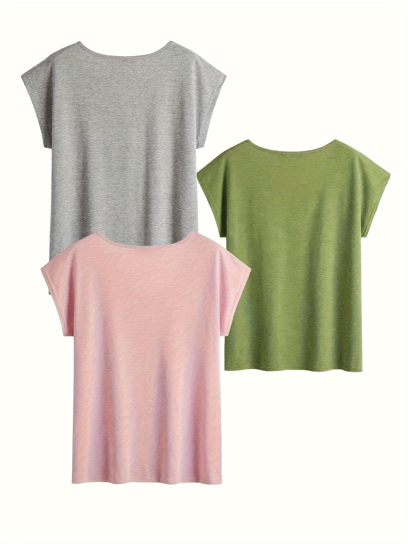 3 Pack Solid Color V Neck T-Shirt