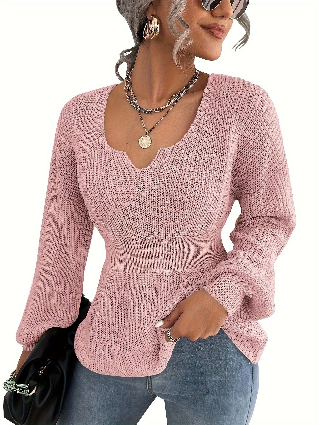 Women's V Neck Sweaters Fall Trendy