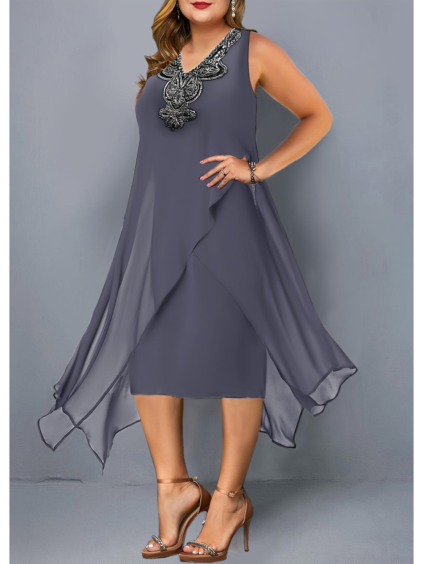 Womens Plus Size Chiffon Dress