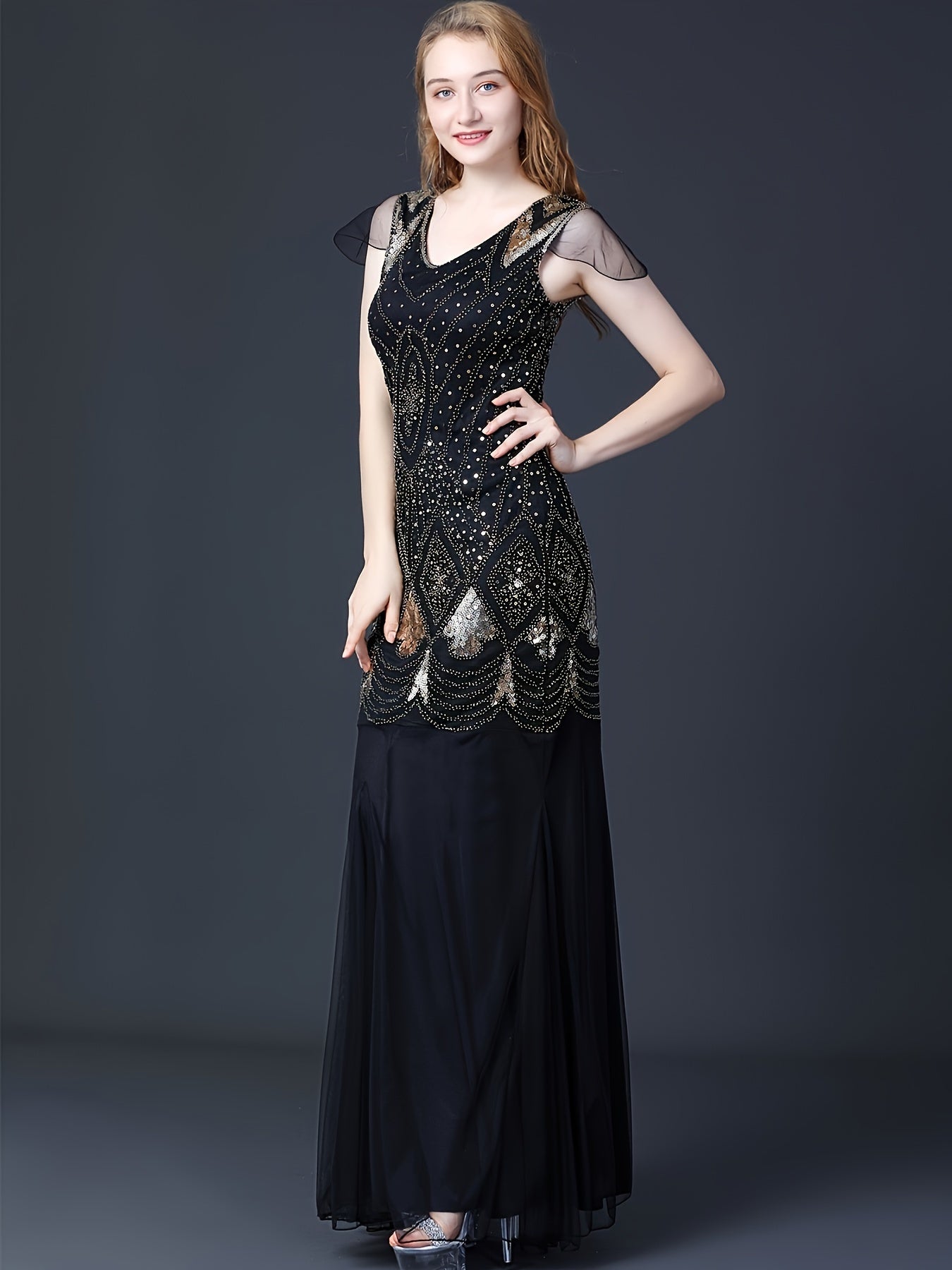 Plus Size 1920S Flapper Vintage Evening Party Dress