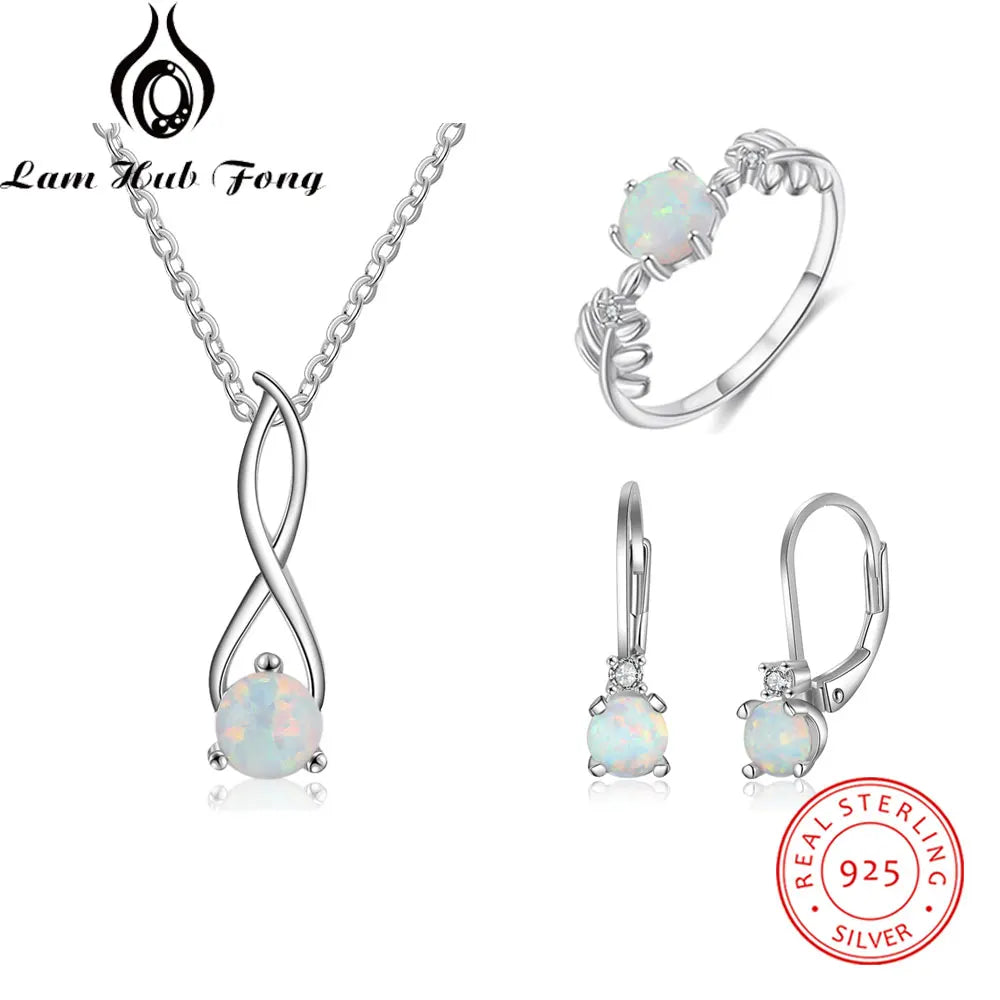 3 Pcs/set 925 Sterling Silver Opal Jewelry Sets - All About Variety