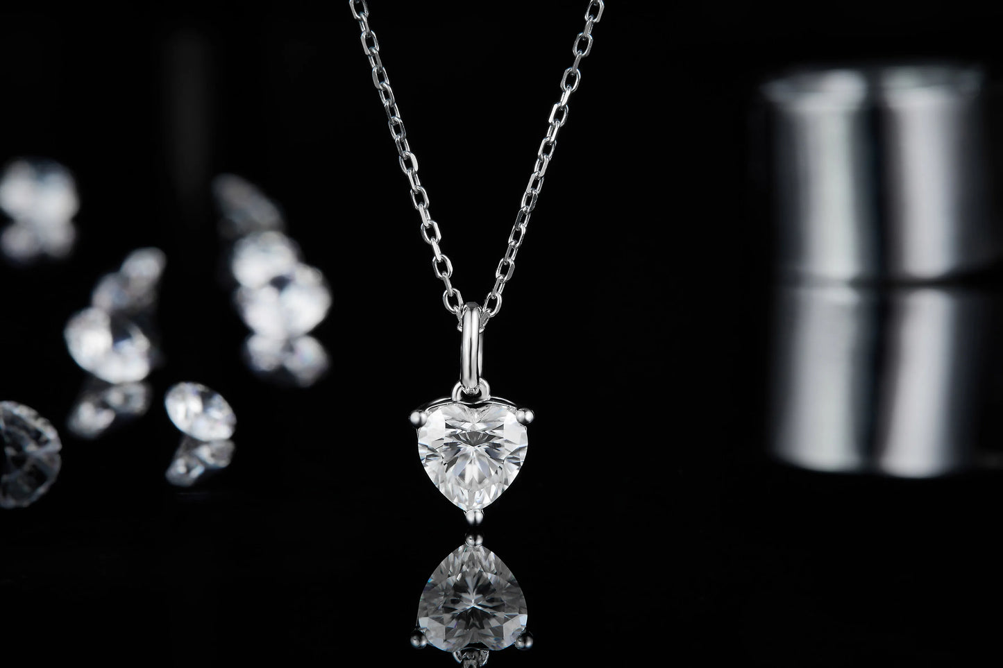 Heart Moissanite Diamond Necklace Earrings Sets