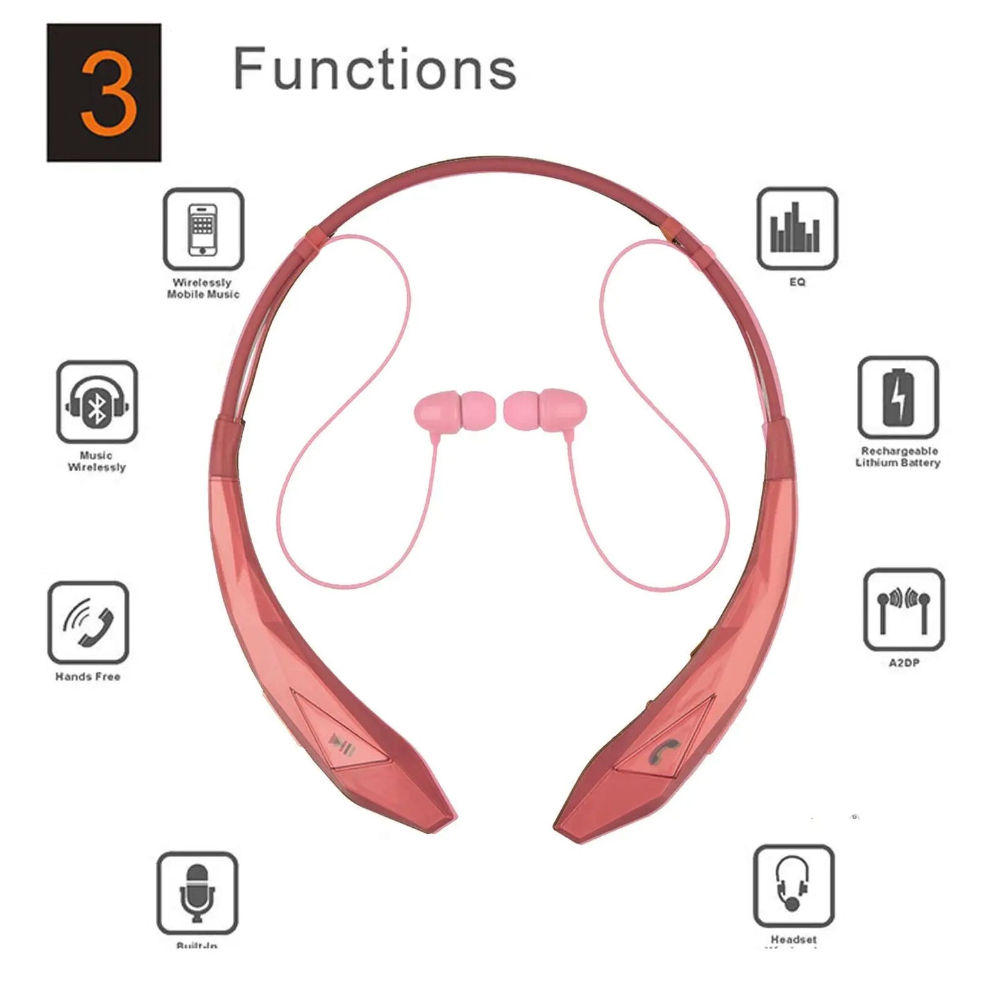 Wireless Neckband Earphone Headset Stereo Handsfree