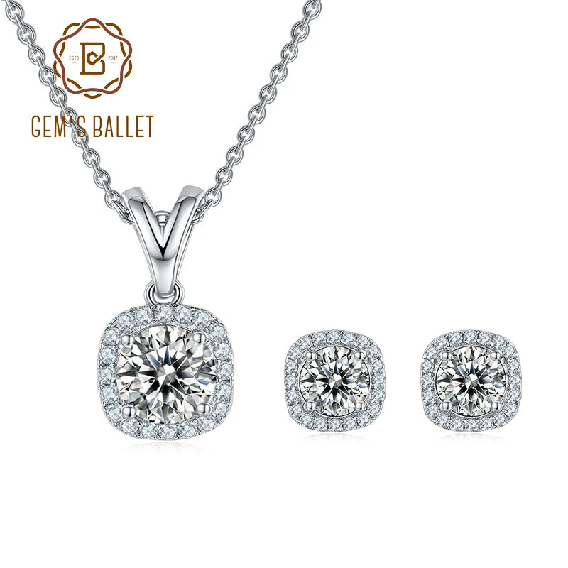 Sterling Silver Moissanite Necklace Earrings Set For Women - All About Variety