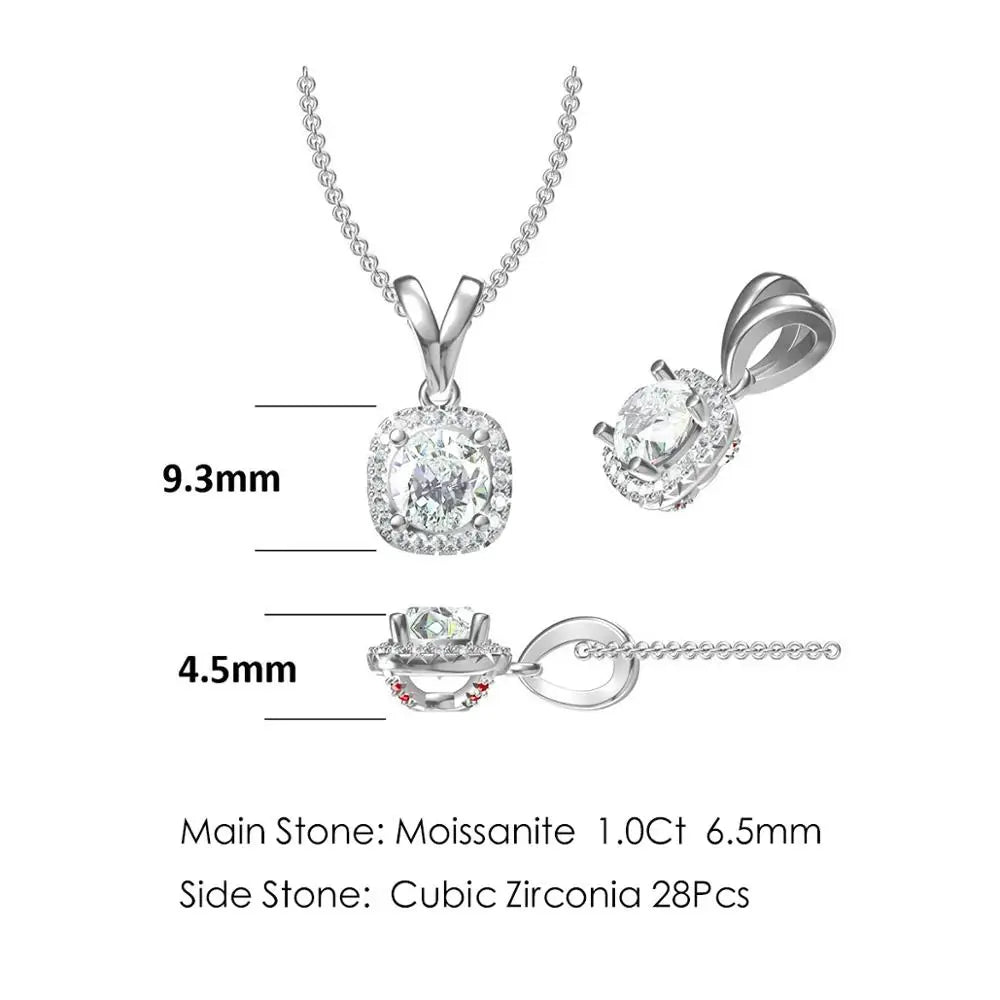 Sterling Silver Moissanite Necklace Earrings Set For Women - All About Variety