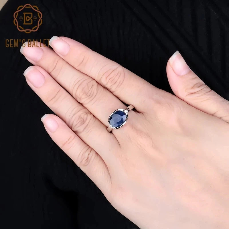 Natural Blue Sapphire Gemstone Ring Earrings Jewelry Set - All About Variety