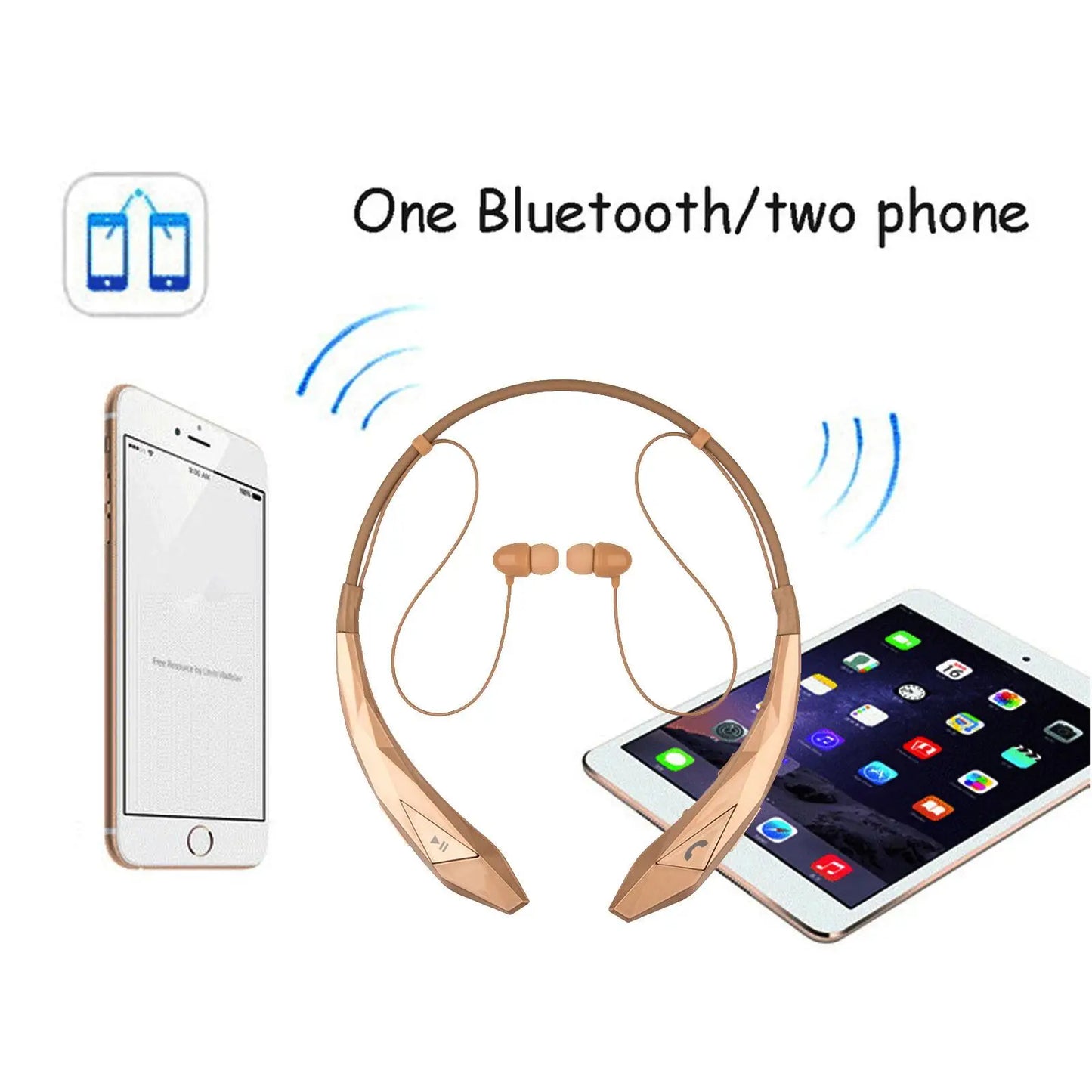 Wireless Neckband Earphone Headset Stereo Handsfree