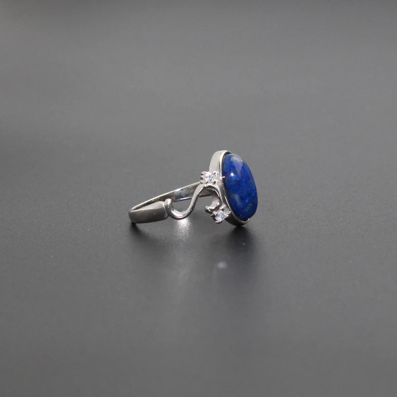 925 Sterling Silver Ring Nature Real Lapis Stone