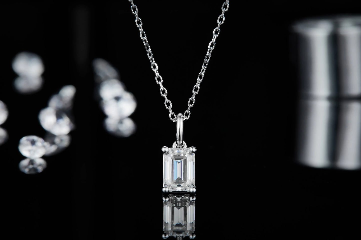 Brilliant Emerald Cut Moissanite Jewelry Set