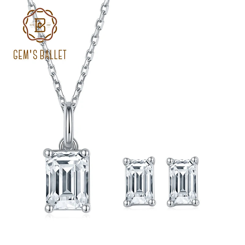 Brilliant Emerald Cut Moissanite Jewelry Set