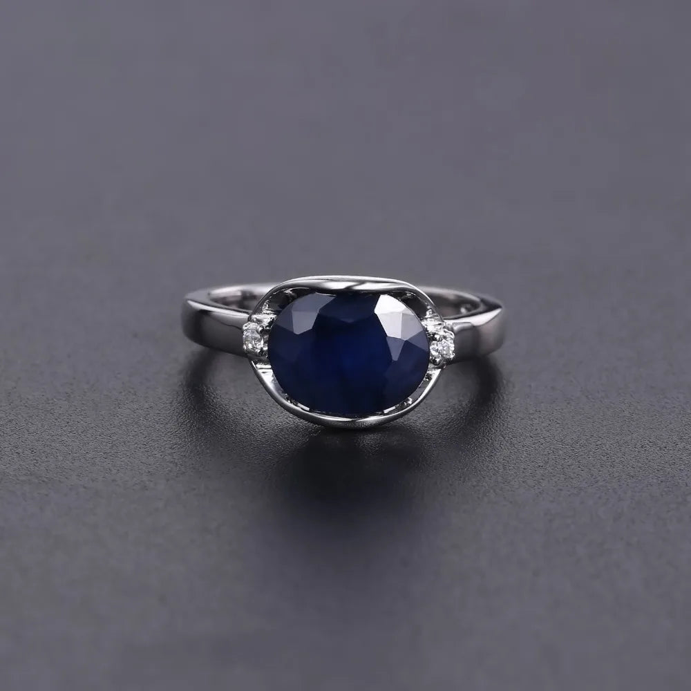 Natural Blue Sapphire Gemstone Ring Earrings Jewelry Set - All About Variety