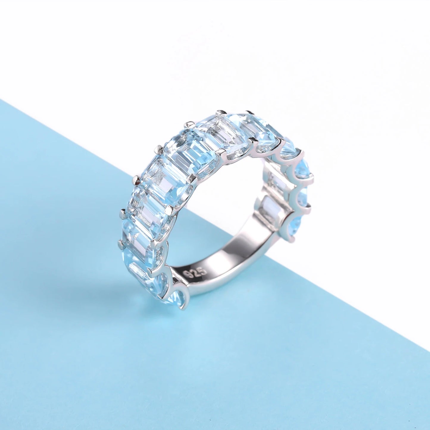 Natural Zircon Sterling Silver Eternity Promise Ring