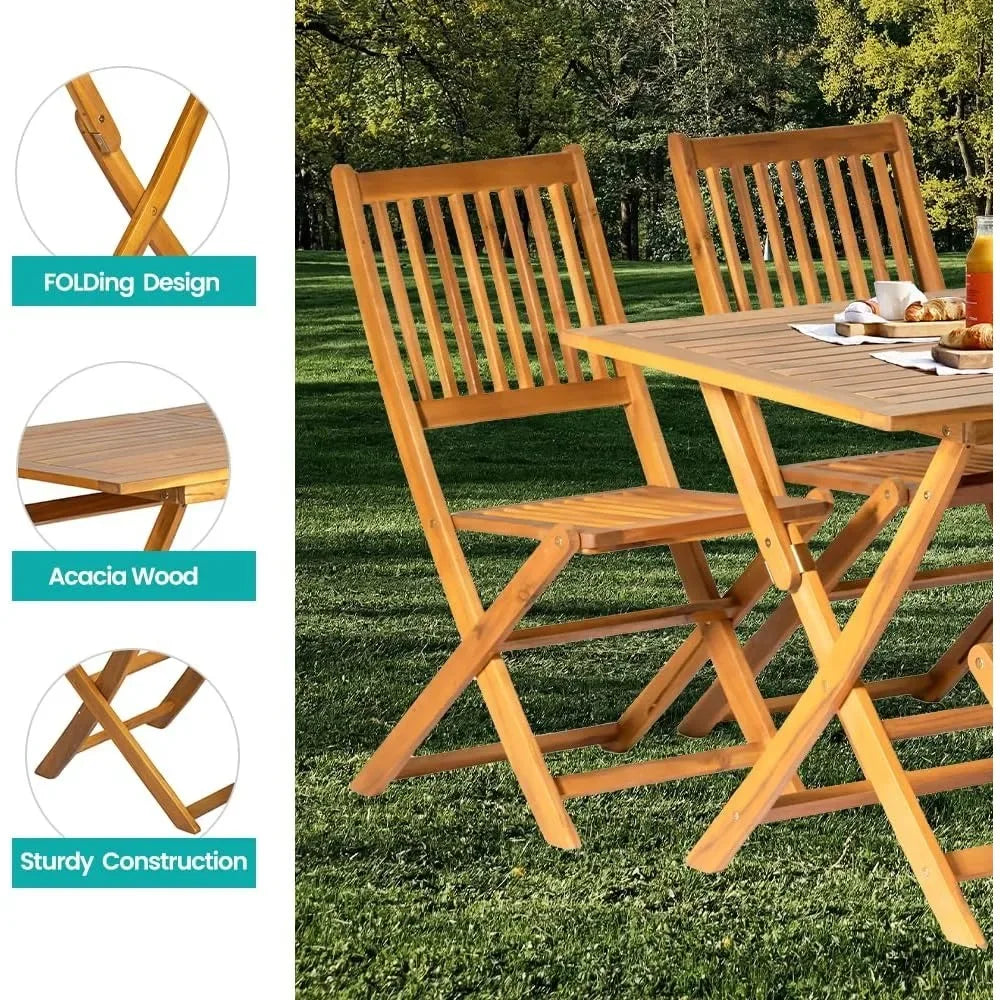 5PCS Acacia Wood Outdoor Dining Set