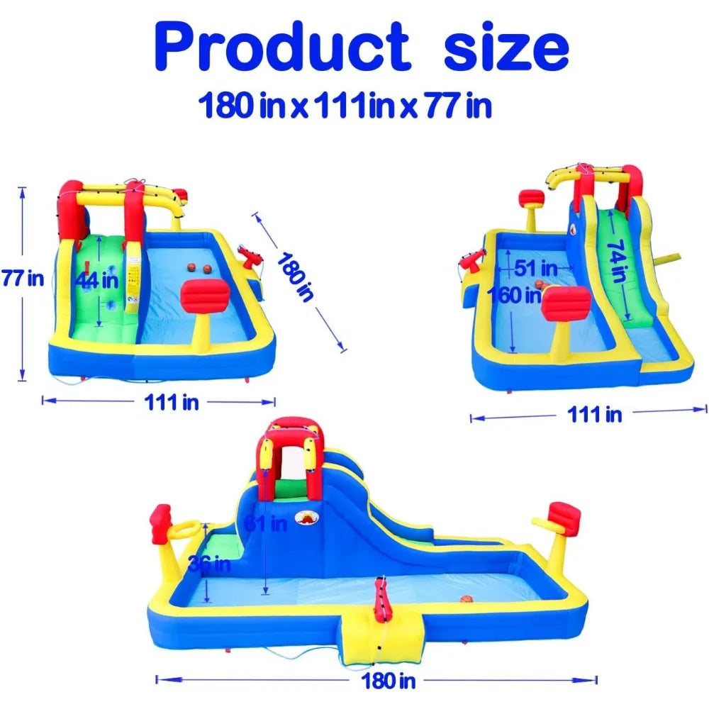 Slide with Water Cannon and Double Basketball Rings - All About Variety