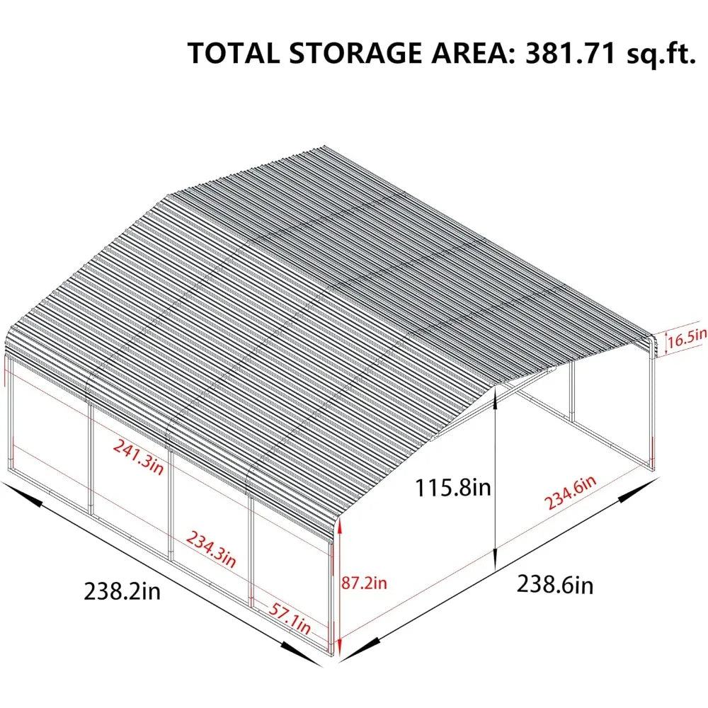 20' x 20' Heavy Duty Canopy with Galvanized Metal Roof