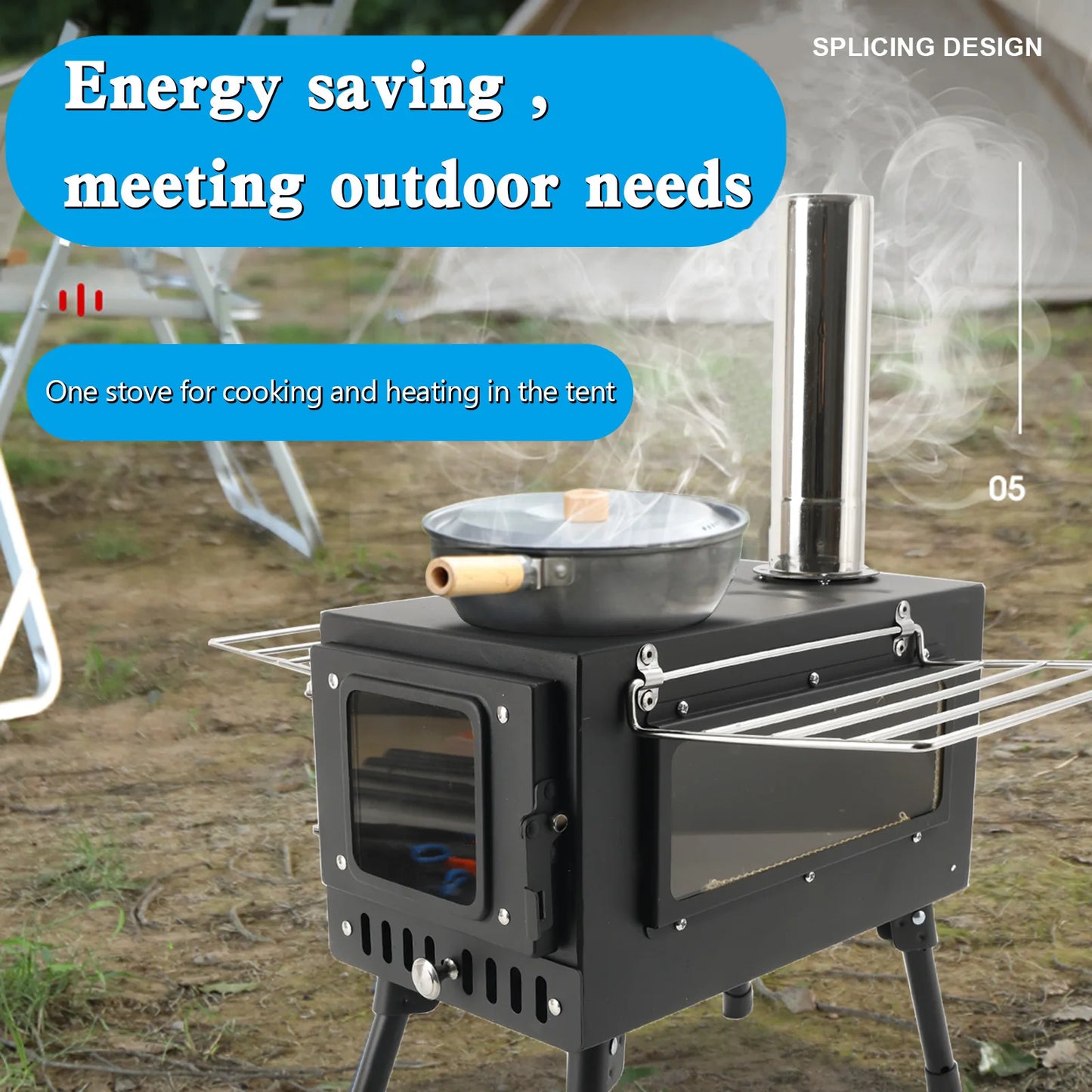 Portable Wood Burning Stove/ Pipe For Tent Cooking