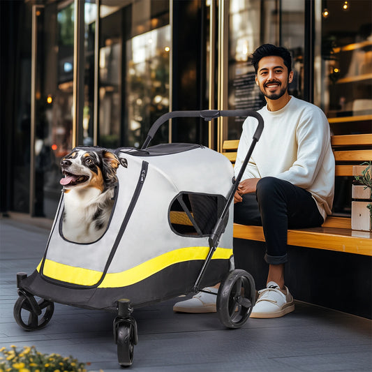 One-Click Folding Pet Carrier with Universal Wheels