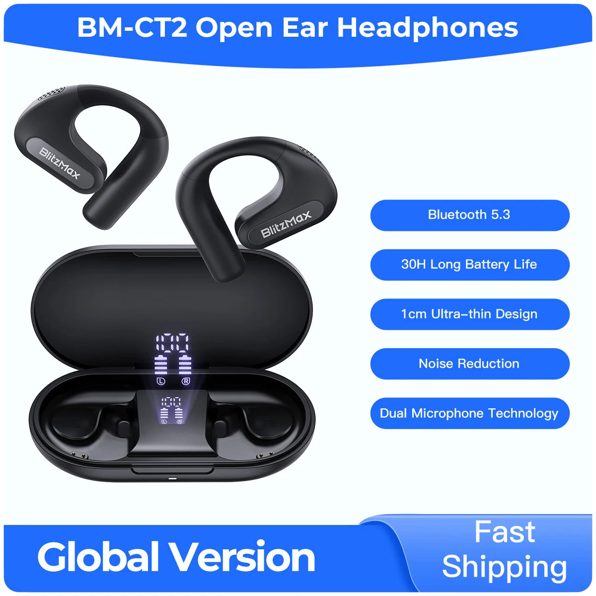 Open-Back Audio Bluetooth  Earphones for Sports Running