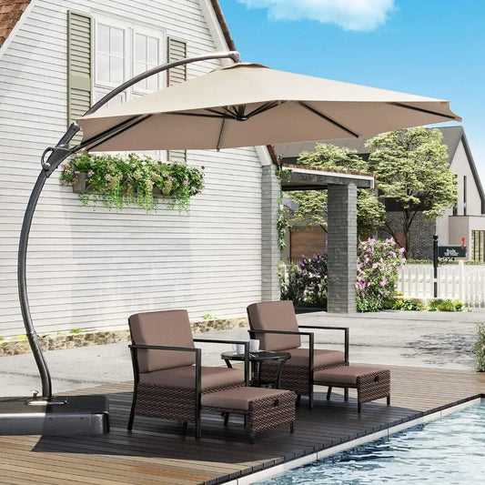 Outdoor Patio Parasol  Umbrella with 360° Swivel Design, - All About Variety