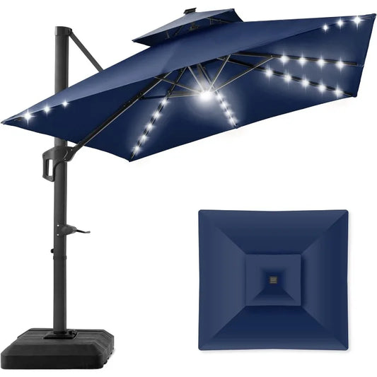 10x10ft  Patio Umbrella with Solar LED Lights