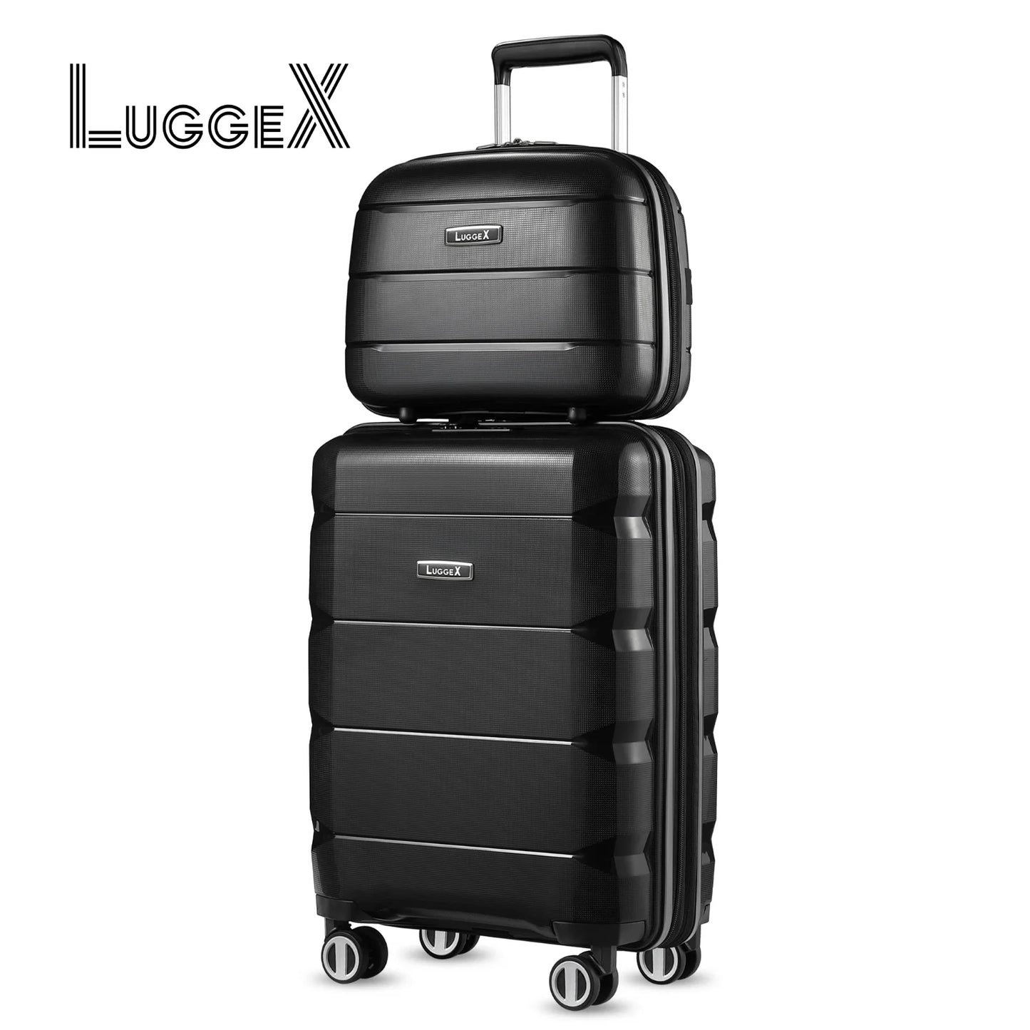 Lightweight Suitcase 2 Piece, Expandable (Black, 14/20)