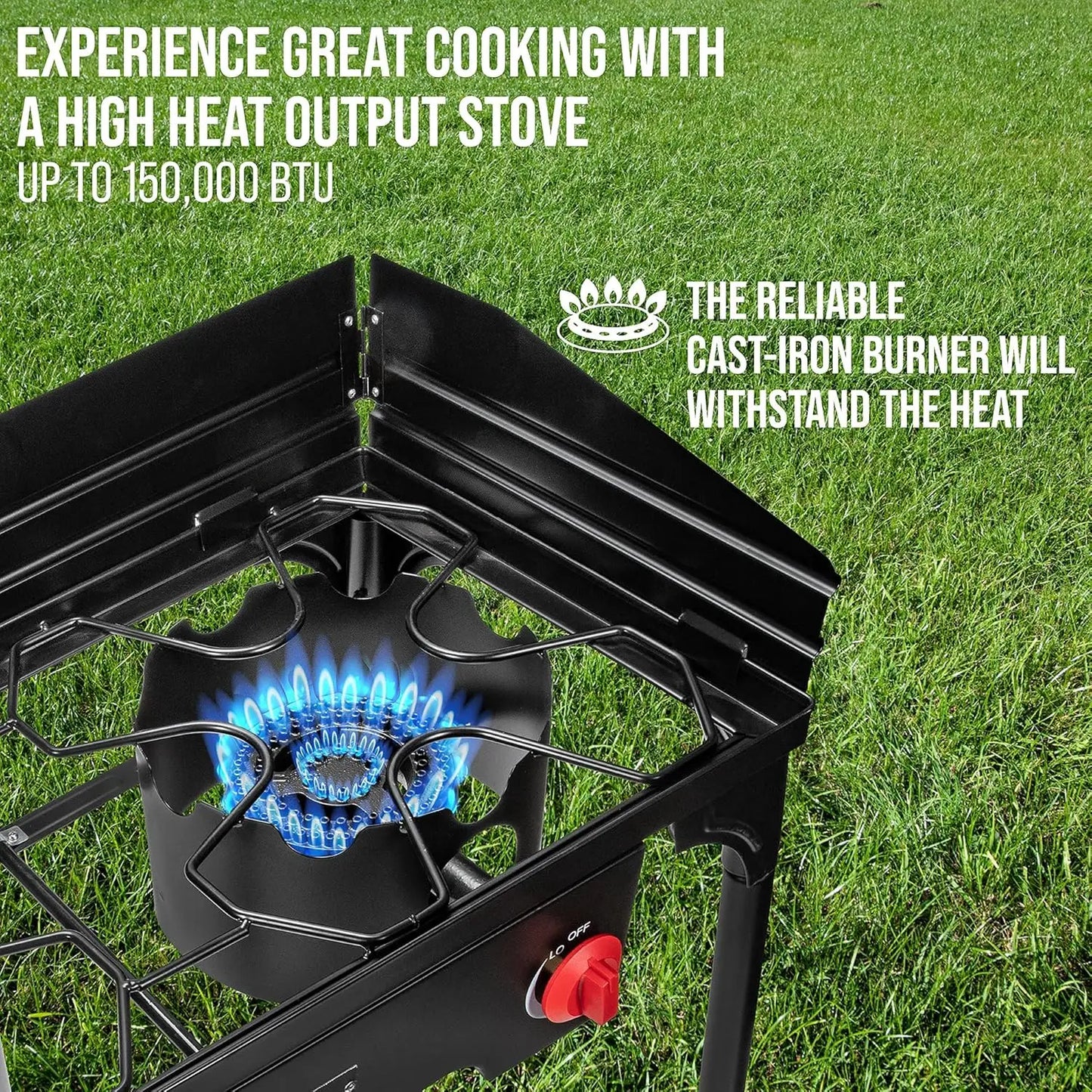 150,000 BTU Portable Propane Cooktop w/ Removable Legs