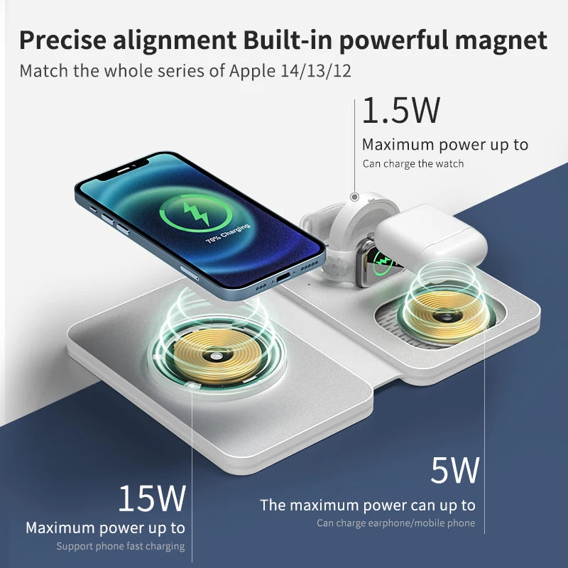 Magnetic three-in-one mobile phone battery charger