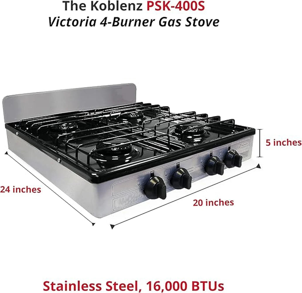 Portable Porcelain Cover and Four 16,000 BTU Burners