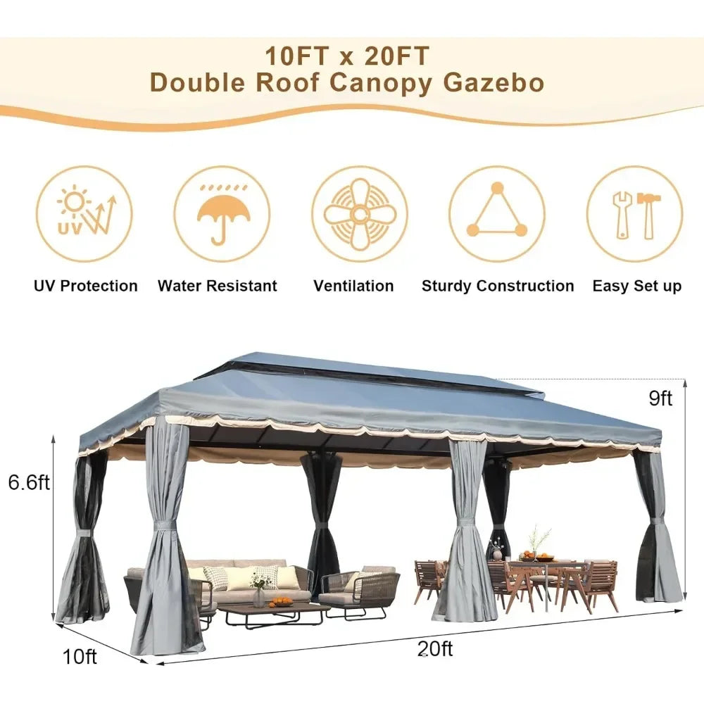 10x20 Gazebo, Double Roof - All About Variety