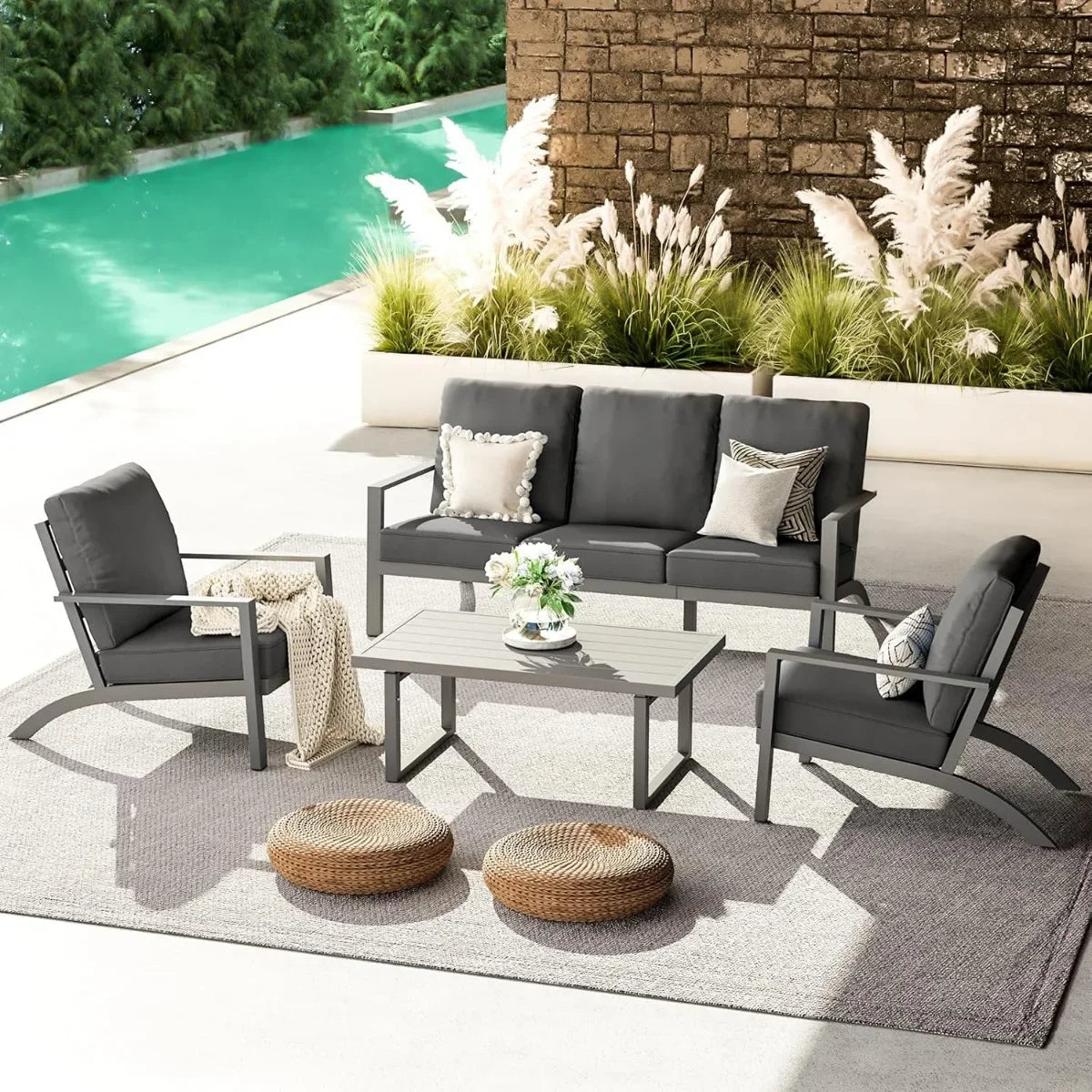 Modern Patio Furniture Conversation Set High Back