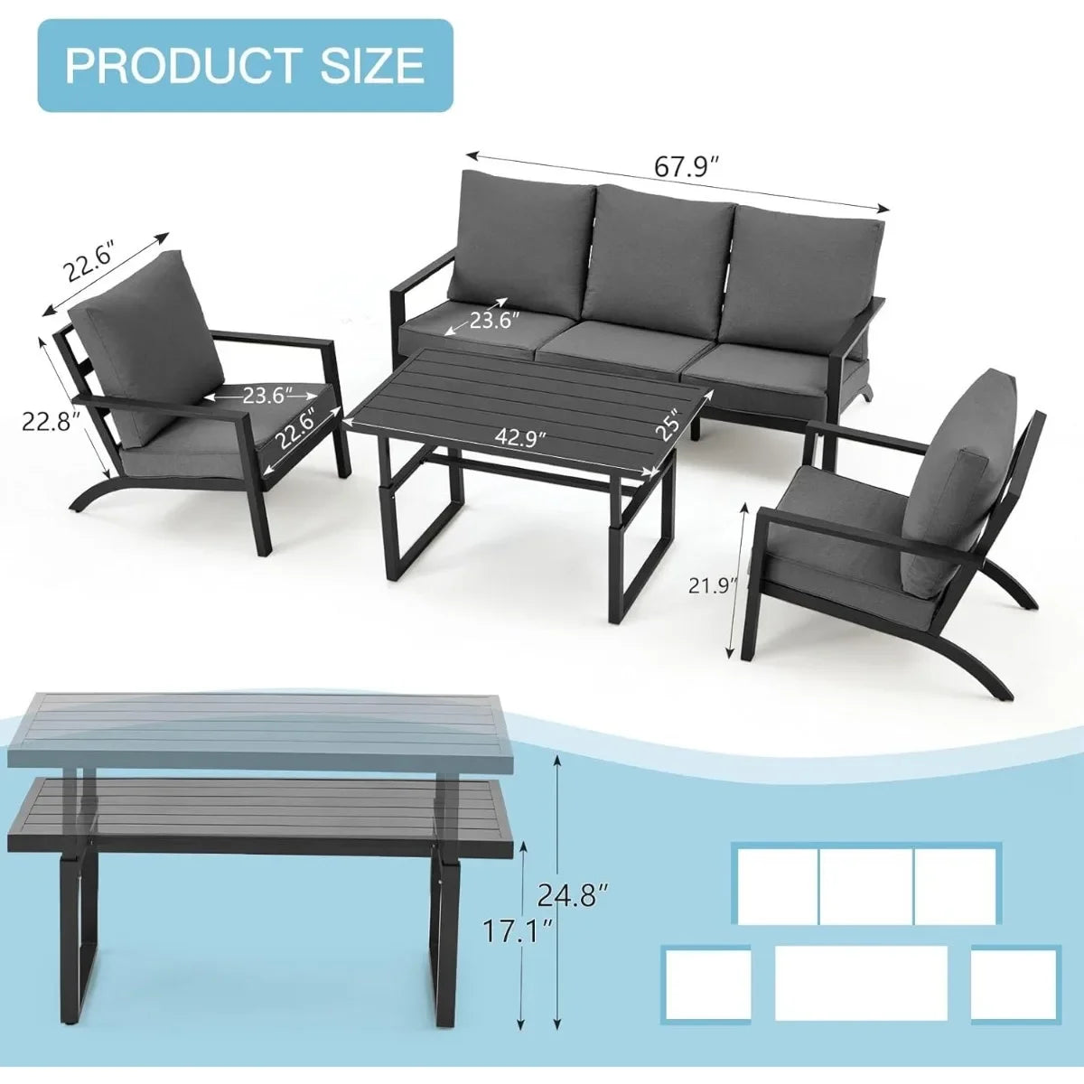 Modern Patio Furniture Conversation Set High Back