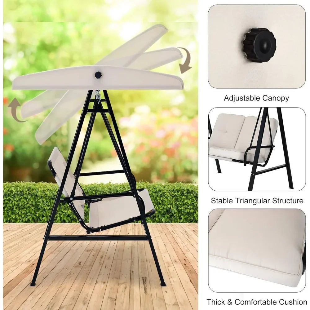 Outdoor Patio Swing Chair with Adjustable Canopy - All About Variety