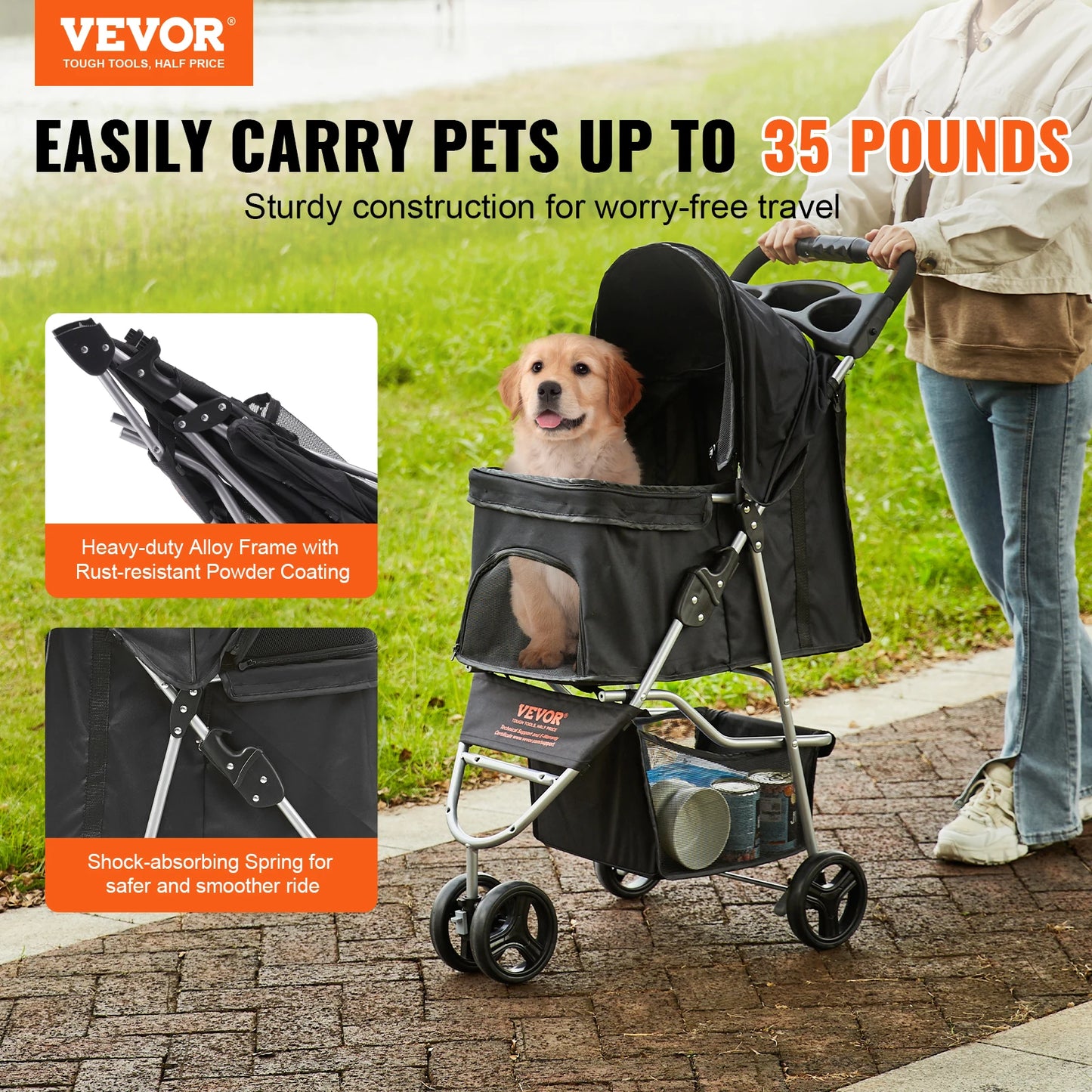 35lbs 3 Wheels Dog Stroller