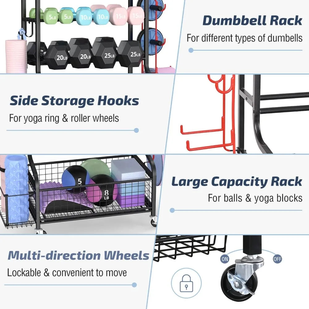 Gym Storage for Dumbbells Kettlebells Yoga Mat - All About Variety