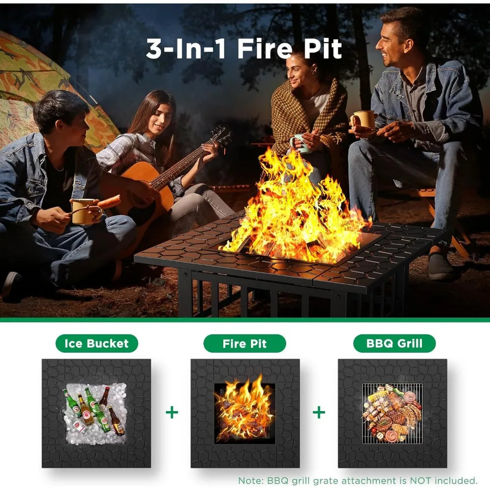 32 Inch 3-in-1 Multi-purpose Outdoor Fire Pit