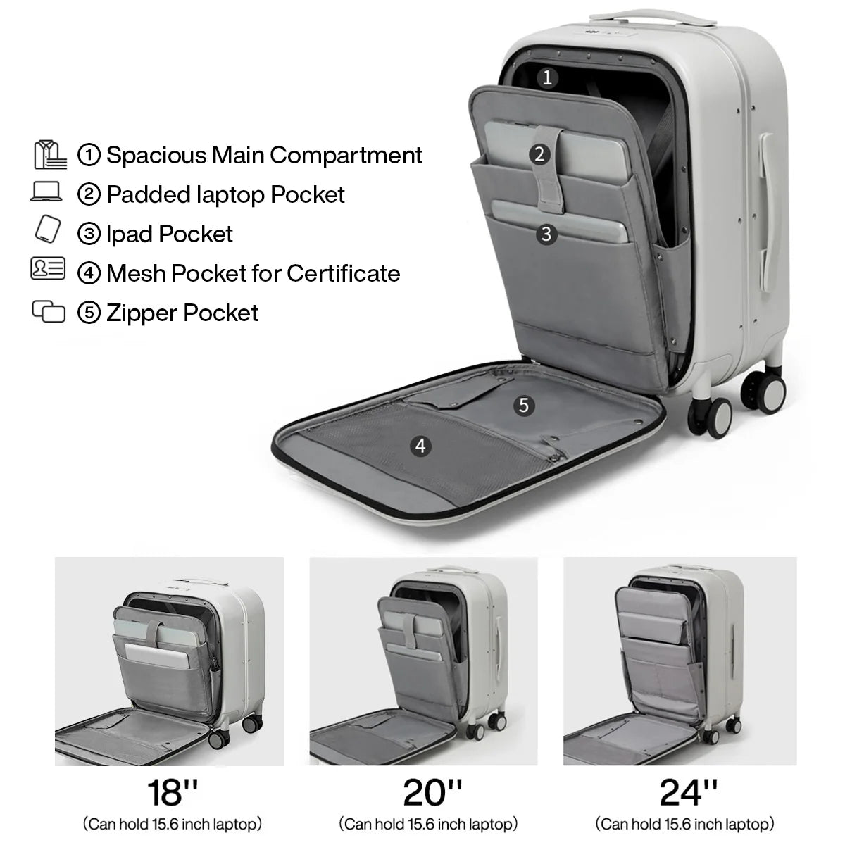 Carry On Rolling Luggage 18 20 24 Inch