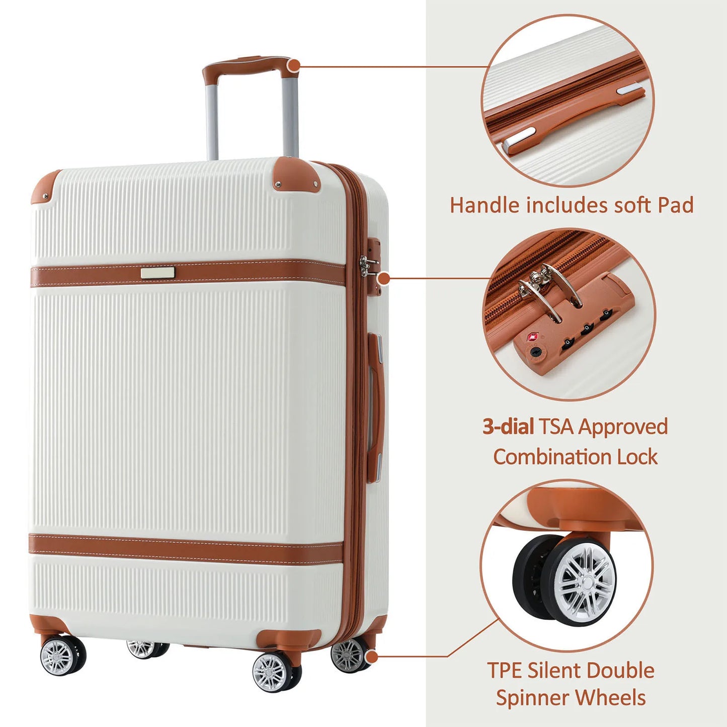 3PCS hard shell luggage - scratch resistant, safety lock