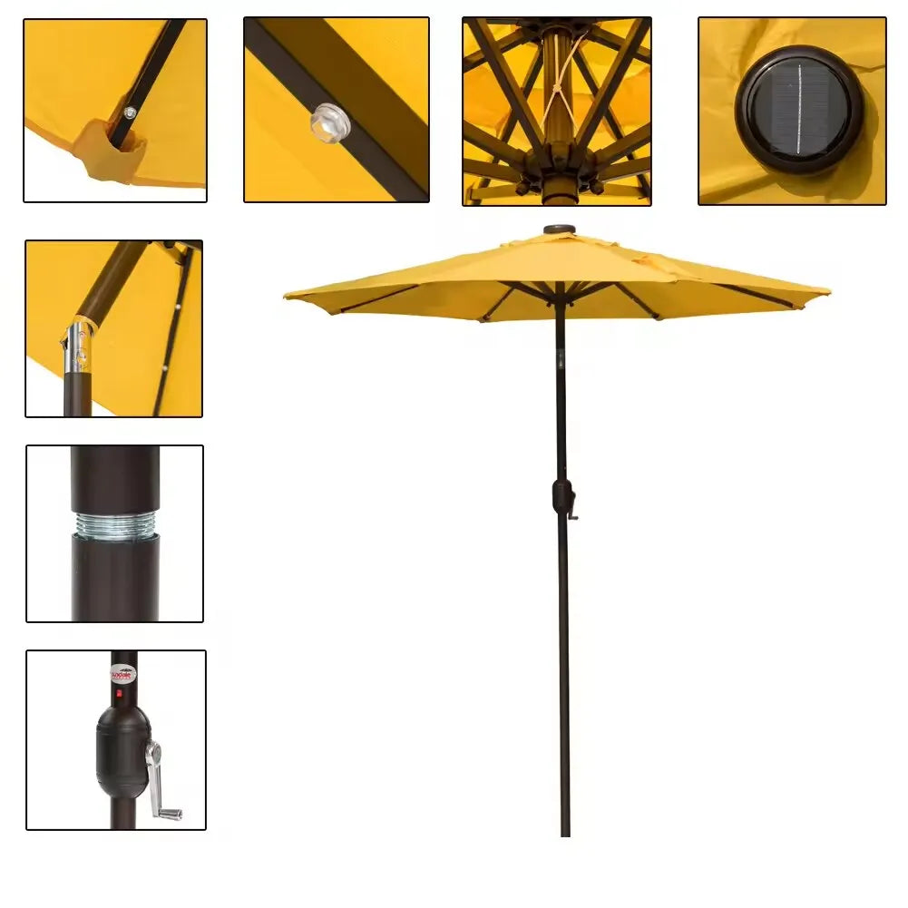 7ft  Solar Patio Umbrella w/LED Lights